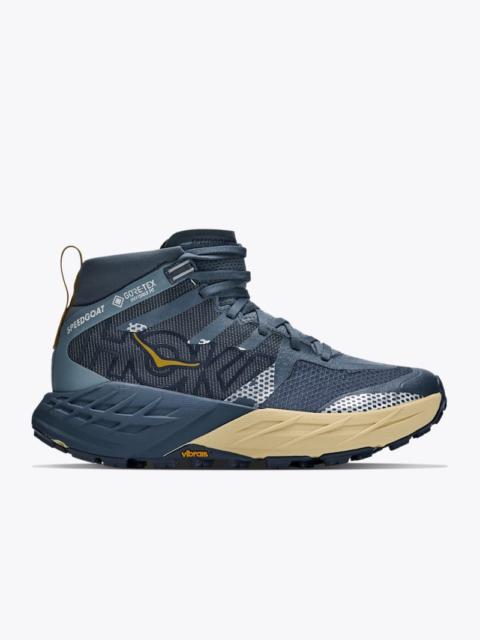 HOKA Women's Speedgoat 7 Hike GTX Shoes in Faded Navy/Barley Flour