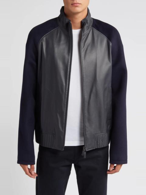 Wool Sleeve Leather Jacket