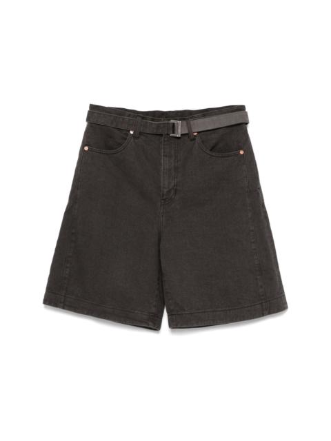 sacai belted denim shorts