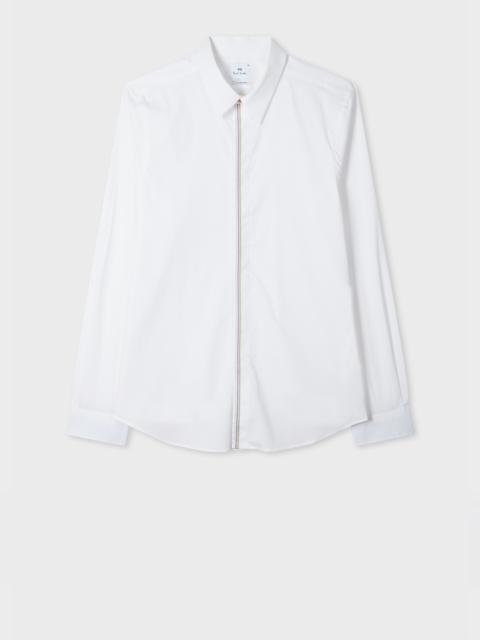 Paul Smith Tailored-Fit White Shirt With Embroidered Stripe Placket