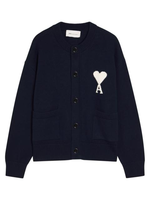 AMI Paris Ami Paris Logo-intarsia Wool-blend Cardigan