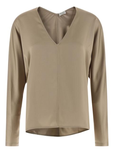 Brunello Cucinelli V-neck batwing blouse
