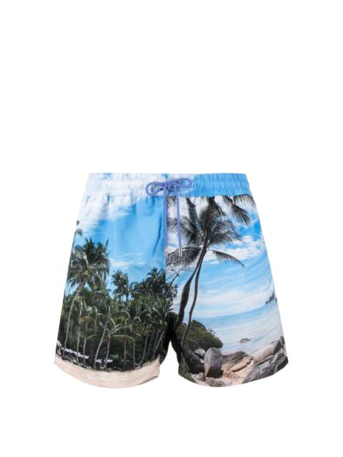 Paradise-print swimming shorts
