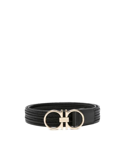 FERRAGAMO woven-leather buckle belt