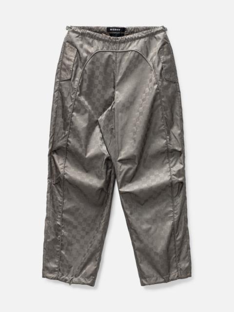 MISBHV NYLON MONOGRAM PARACHUTE TROUSERS