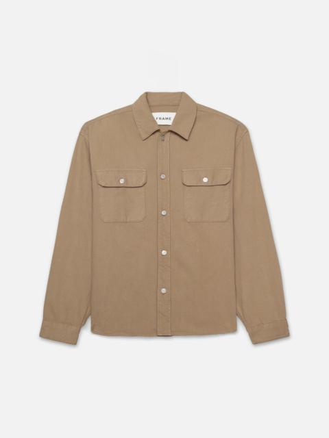 Textured Terry Overshirt in Dark Beige