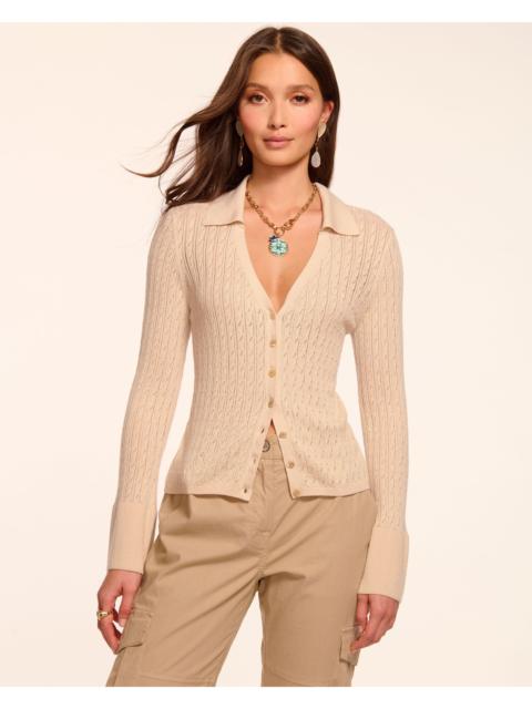 RAMY BROOK Cathy Pointelle Silk Cashmere Cardigan Sweater