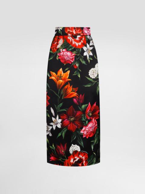 Dolce & Gabbana Flower-print satin skirt