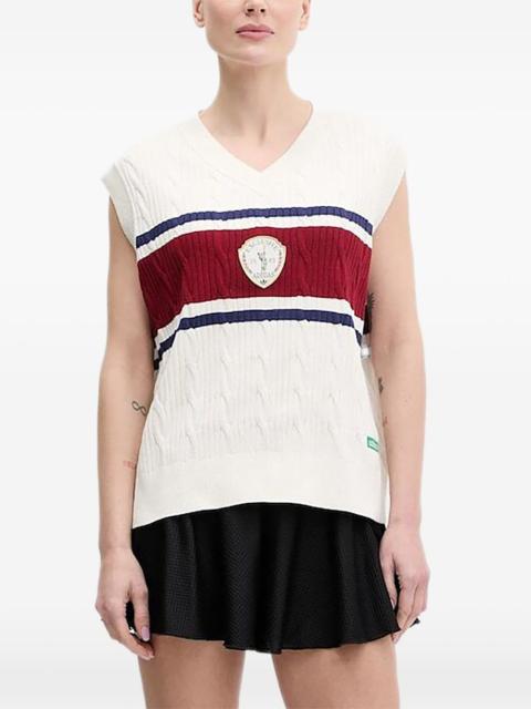 adidas cable-knit striped knitted sweater