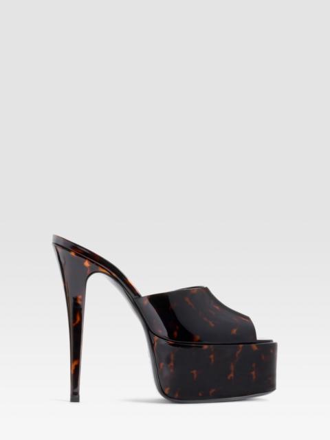 PARIS TEXAS TORTOISE PATENT LEATHER PLATFORM MULE