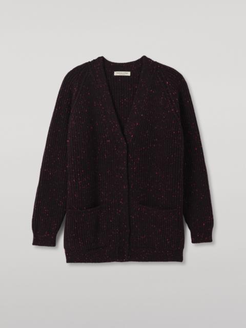 Johnstons of Elgin Norah Ribbed Purple Donegal Cashmere Cardigan