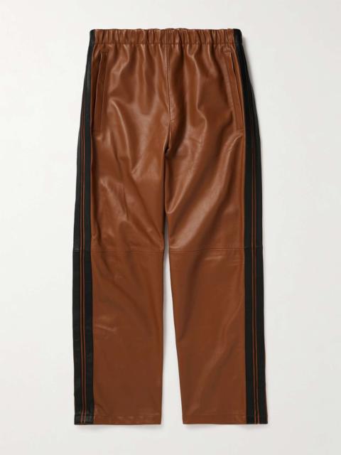 Straight-Leg Striped Nappa Leather Trousers