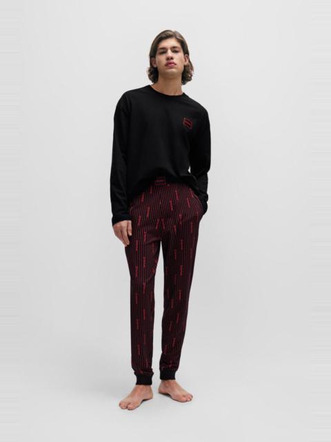 HUGO STRETCH-COTTON RELAXED-FIT PAJAMAS WITH LOGO DETAILS