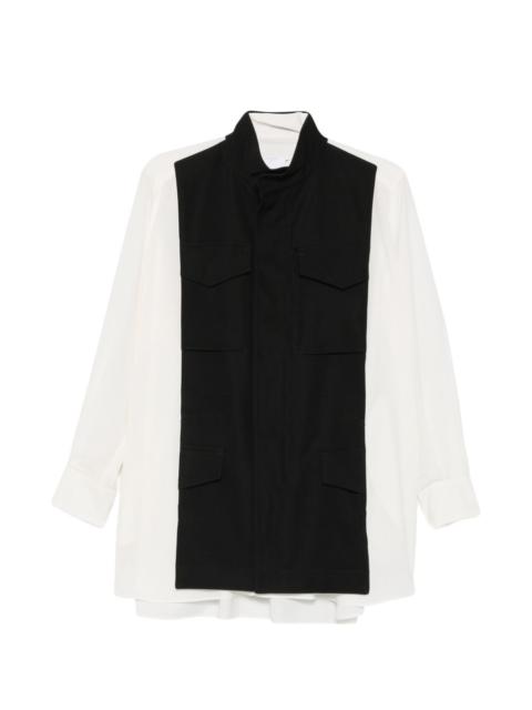 sacai layered-panel zip-up shirt