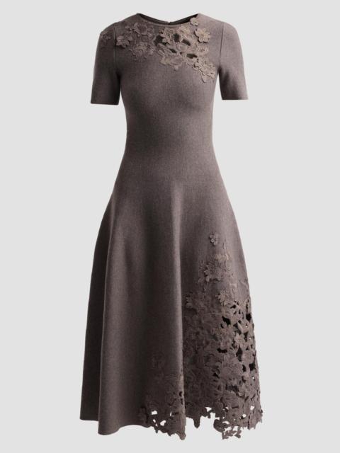 Oscar de la Renta Women's Guipure Lace Wool Midi Dress - Carbon