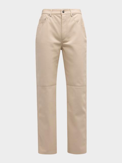 Nanushka Vinni Straight-Leg Alt-Leather Crop Pants