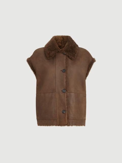 Brunello Cucinelli Fuzzy shearling reversible vest with monili