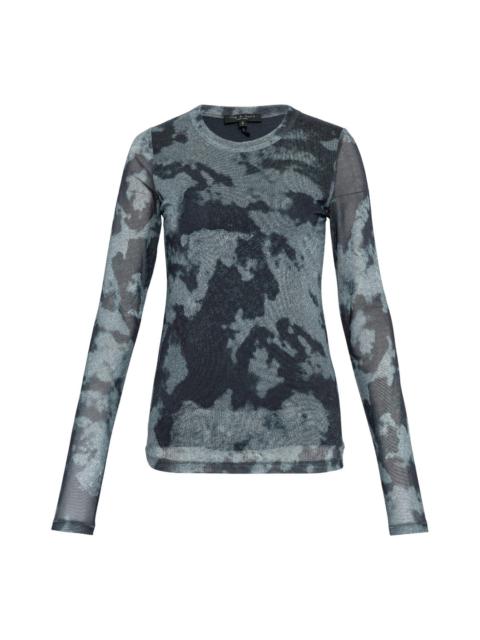 Yana Printed Mesh Long Sleeve Tee