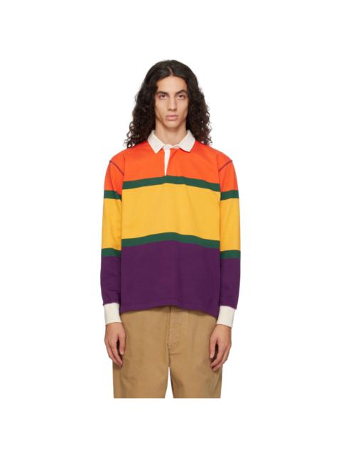 Drake's Multicolor Multi Stripe Cotton Rugby Polo