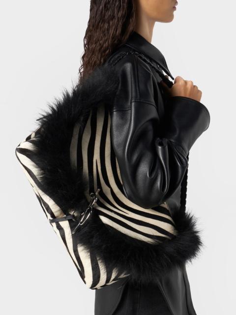 Blumarine LARGE MESSENGER IN ZEBRA EFFECT LEATHER
