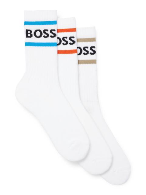 BOSS THREE-PACK OF SHORT SOCKS WITH STRIPES AND LOGO