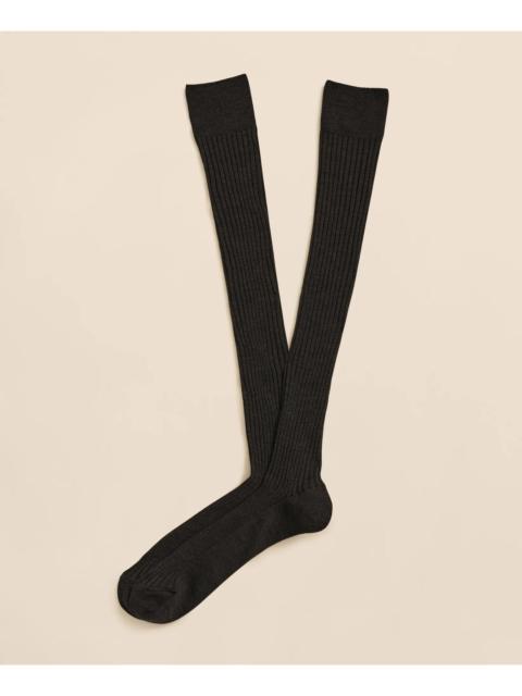 Brooks Brothers Merino Wool Blend Over-the-Calf Ribbed Socks