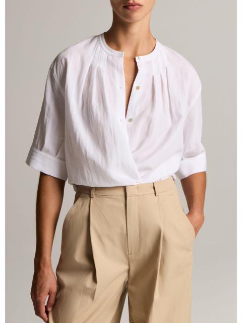 Vince Gathered A-Line Button-Front Shirt