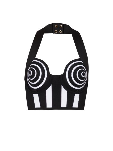 Balmain Striped knit halterneck top