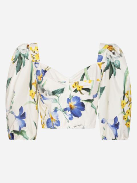 Dolce & Gabbana Floral-print poplin corset