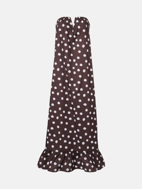 ADRIANA DEGREAS Polka-dot cotton-blend maxi dress