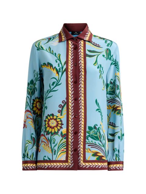 Etro Printed Silk Shirt light blue
