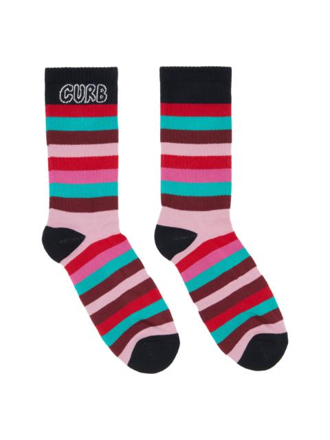 Lanvin Pink 'Curb' Striped Cotton Socks
