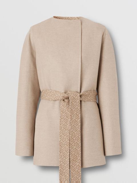 Burberry Monogram Detail Wool Cashmere Wrap Jacket