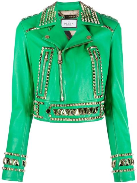 PHILIPP PLEIN Gothic Plein cropped leather jacket