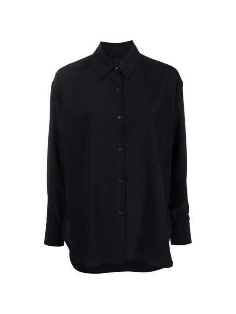 spread-collar silk shirt