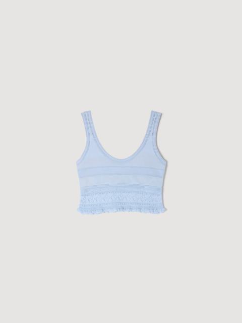 Sandro POINTELLE KNIT CROP TOP