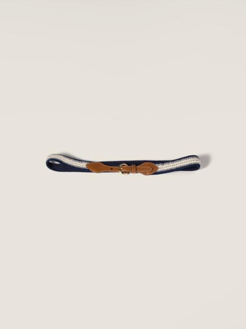 Miu Miu Leather and cotton crochet belt