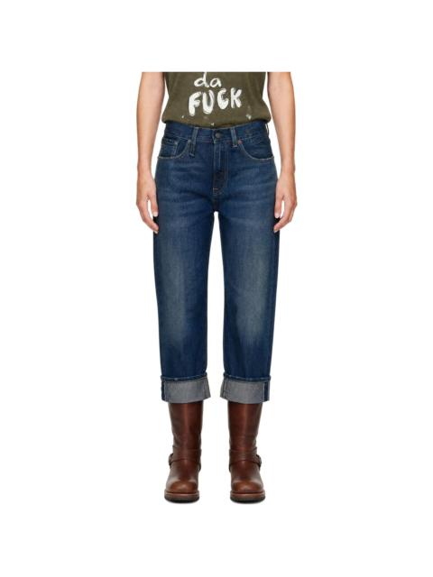 R13 Blue Cuffed Boyfriend Jeans