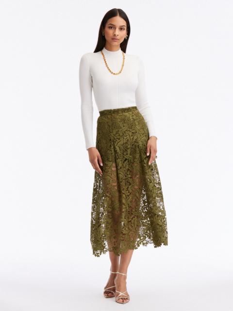 Oscar de la Renta ACORN GUIPURE MIDI SKIRT