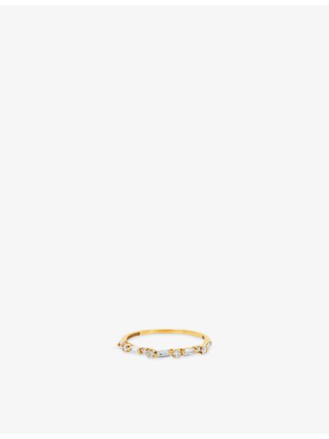 SUZANNE KALAN Half-band 18ct yellow gold, 0.17ct baguette and 0.14ct round-cut diamond eternity ring