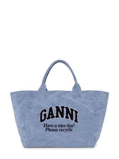 BLUE OVERSIZED CANVAS TOTE BAG