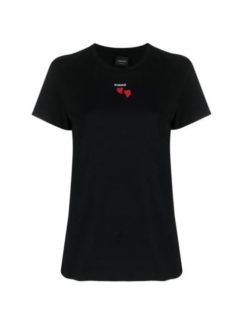 heart-embroidery logo T-shirt