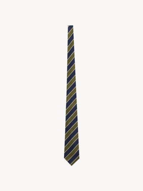 SAINT LAURENT WIDE TIE IN STRIPED SILK
