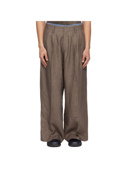 ERL Beige Pleated Suit Trousers