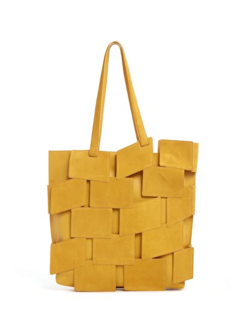 GABRIELA HEARST Laquered Tote Bag in Golden Birch Patchwork Suede