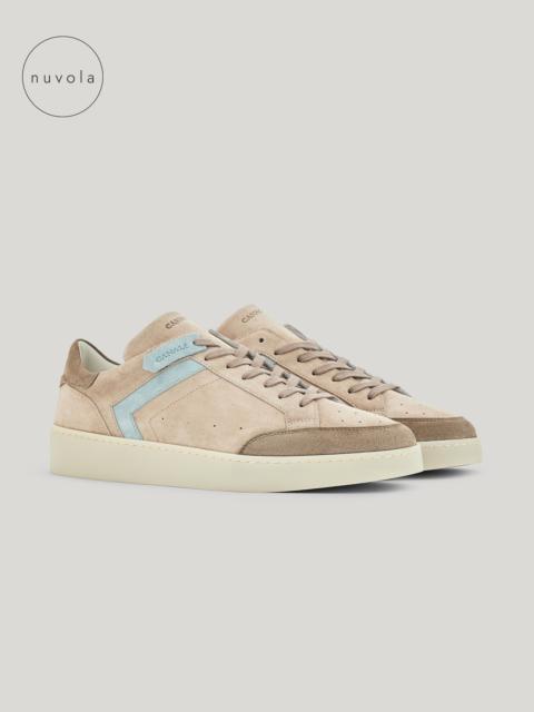 Canali CANALI NUVOLA BEIGE AND GREEN CALFSKIN SUEDE SNEAKERS