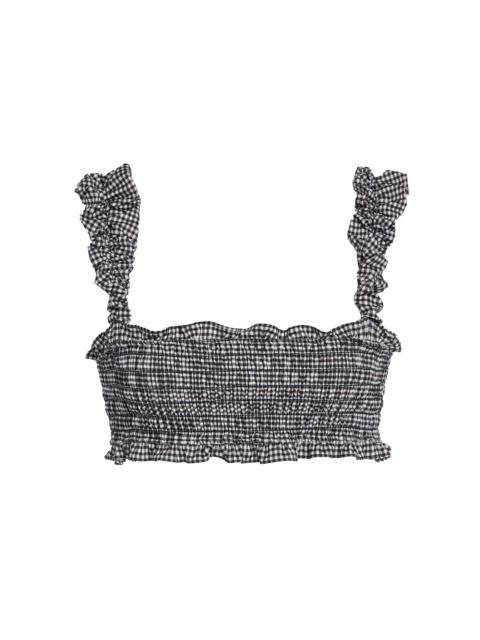 Sea Neci Shirred Gingham Bikini Top plaid