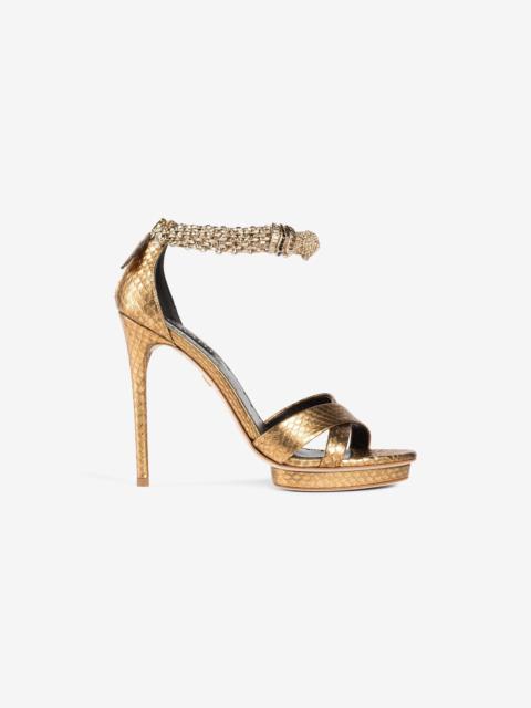 Roberto Cavalli Panther-head high-heel sandals