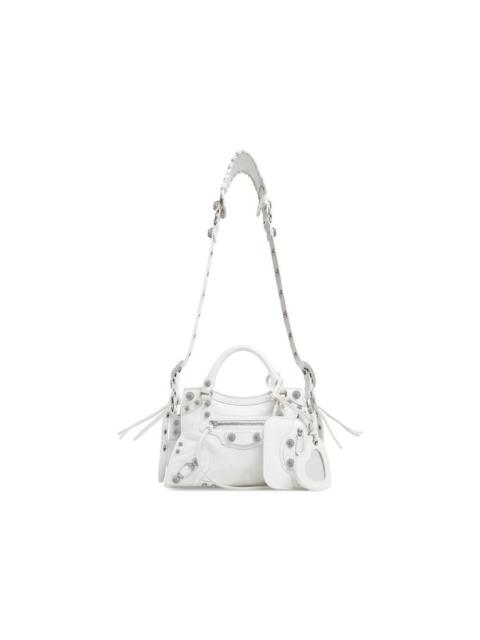 BALENCIAGA Women's Neo Cagole Xs Handbag With Rhinestones in White