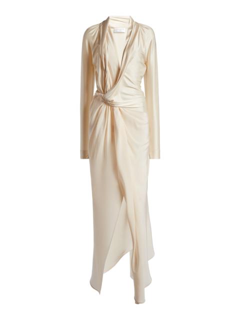 Victoria Beckham Lea Twist-Detail Midi Dress ivory